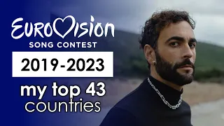 (2019-2023) my top 43 countries in eurovision by average ranking