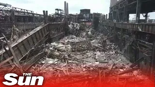 Drone footage shows destroyed Azovstal steel plant in Mariupol