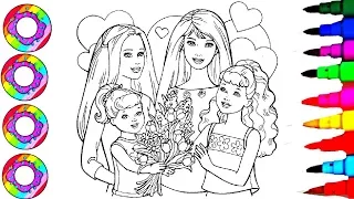 Disney's BARBIE and Chelsea at Hair Saloon in Rainbow Skirt Coloring Pages l How to Color