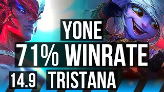 YONE vs TRISTANA (MID) | 71% winrate, 6 solo kills, Godlike, 10/2/1 | BR Master | 14.9