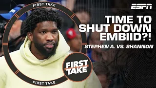 Shannon Sharpe wants the 76ers to SHUT DOWN Joel Embiid, but Stephen A. disagrees 👀 | First Take