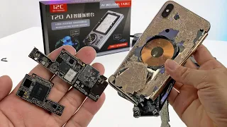 Restoring Smashed iPhone Xs Max with i2C T20 AI Separating Tool