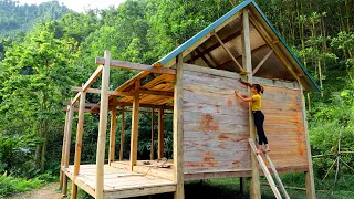 BUILD LOG CABIN in the STORM | How to make a wooden house - emergency shelter | Ana Bushcraft