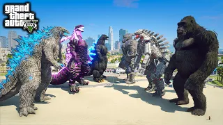 Godzilla, Shin Godzilla, Heisei Godzilla Vs Kong, Mechagodzilla, Mecha Kong ( GTA V Mods )