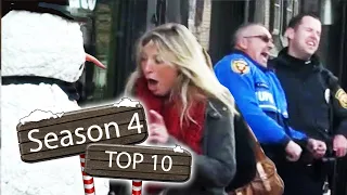 Top 10 Hilarious Scary Snowman Hidden Camera Practical Joke Reactions