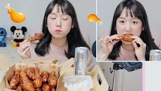 하루종일 굶고, 교촌 레드 닭다리 치킨 리얼사운드 먹방🍗 닭다리만 뜯어먹자! 辛いチキン ayam goreng berbumbu (JP/INA SUB) [이루리]