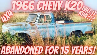 Abandoned 1966 Chevrolet 4X4 K20 Farm Truck Left for Dead! Sitting for 15 Years! Will it Run?!?