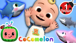 Five Baby Sharks + More CoComelon Nursery Rhymes and Kids Songs | Learn About Animals | ABCs 123s