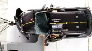 2013 Toyota Yaris hatchback small overlap IIHS crash test