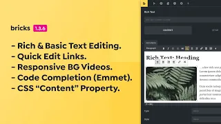 Bricks 1.3.6 - Rich Text Editing, Code Completion, Quick Edit Links