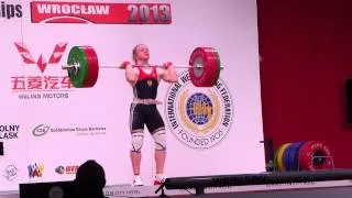 WWC 2013 Wroclaw Women 63 kg Tima Turieva 140 kg clean and jerk