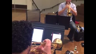 Chris Coletti and Caleb Hudson rehearse Toccata and Fugue by JS Bach (Canadian Brass)