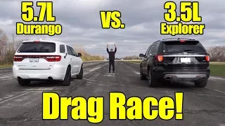 Dodge Durango HEMI vs Ford Explorer Ecoboost Drag Race!  It's Kunes Country Prize Fights!