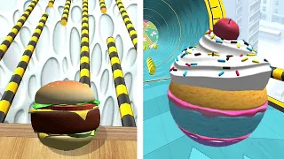 Burger Ball vs Cake Ball, Who is faster? Going Balls - Speedrun Gameplay Level 187