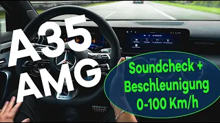 A35 AMG [2023]: Testfahrt Autobahn, Beschleunigung 0 - 100, Soundcheck, Assistenzsysteme | A-Klasse