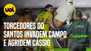 CÁSSIO AGREDIDO: Torcedores do SANTOS invadem campo após jogo do CORINTHIANS e agridem goleiro