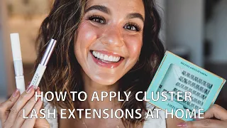 LASH EXTENSIONS TUTORIAL (wispy cluster lashes at home, falscara, DIY affordable amazon lash) | 2023