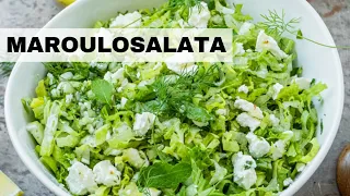 The most delicious Greek Salad Recipe: Maroulosalata (Greek Lettuce Salad and Dressing)