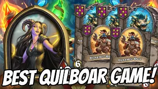 THIS QUILBOAR IS OUT OF CONTROL OVER 100 STATS! | Hearthstone Battlegrounds