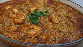 Γιουβέτσι με γαρίδες - Giouvetsi with prawns | Greek Cooking by Katerina