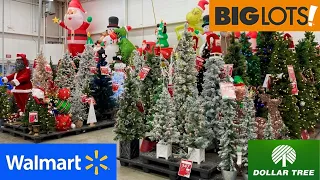 WALMART BIG LOTS DOLLAR TREE CHRISTMAS DECORATIONS DECOR SHOP WITH ME SHOPPING STORE WALK THROUGH