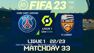 FIFA 23 PSG vs Lorient | Ligue 1 2023 | PS4 Full Match