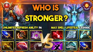 WHO IS STRONGER? | UNLIMITED ABILITY REFRESH Phantom Assassin Vs. MAX SPELL LIFESTEAL BUILD Leshrac