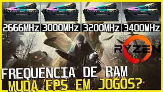 FREQUÊNCIA DA MEMÓRIA RAM FAZ DIFERENÇA? 2666MHz vs 3000MHz vs 3200MHz vs 3400MHz | R5 2600 + 1650s