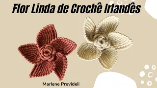 Flor Fácil de Crochê Irlandês Usando o Ponto Tunisiano