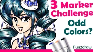 3 Marker Challenge! | Mei Yu Art - Fun2draw | 3 Color Art Challenge