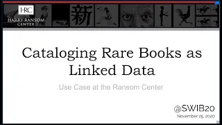 Cataloging rare books as linked data: a use case