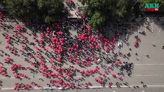 Митинг на площади, видео с дрона