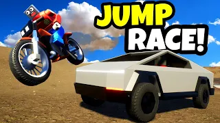 DANGEROUS Jump Race with Lego Cybertruck & Dirt Bikes in Brick Rigs!