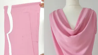 📌 The easiest way to sew Cowl Neck Top | Waterfall Blouse | Sewing Tips and Tricks for Beginners