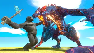 Epic Battle - King Kong Team VS Growing Lava Dragon | Animal Revolt Battle Simulator