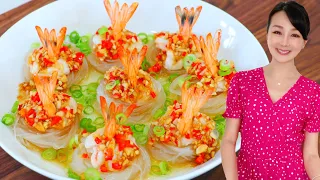 Steamed Shrimp with Glass Noodles (Quick and Easy Chinese Recipe) CiCi Li - Asian Home Cooking