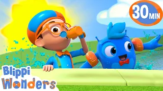 Blippi's Awesome Pool Party! | Blippi Wonders Educational Videos for Kids