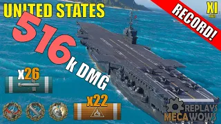 DAMAGE RECORD! United States 516k Damage | World of Warships Gameplay