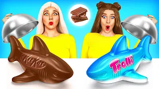 Desafio: Comida de Verdade VS Comida de Chocolate | Batalha Alimentar Maluca por RATATA POWER
