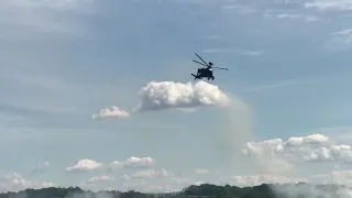 Duxford Air Festival 2019 apache helicopter full display with pyrotechnics and pilot comms