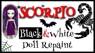 Making BLACK AND WHITE DOLL - SCORPIO QUEEN / Monster High Doll Repaint by Poppen Atelier