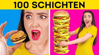 100 SCHICHTEN FOOD-CHALLENGE! || Extreme Schichten-Challenge von 123 GO! GOLD