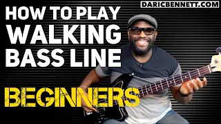How to Play A Walking Bass Line Lesson | Bass Guitar for Beginners | 2-5-1 progression