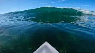 POV SURFING GLASSY REEF BREAK! (RAW POV)