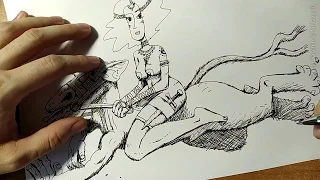 Прекрасная наездница (Beautiful Rider) - Timelapse Drawing