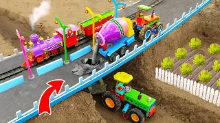 Top diy tractor making mini concrete 2-way bridge | diy mixer tractor make railway bridge | HP Mini