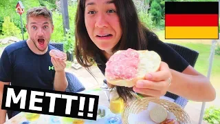 American Tries RAW PORK in Germany! (Mettbrötchen)