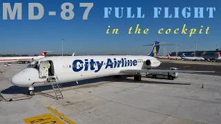 City Airline MD-87 full cockpit flight FCO GOT
