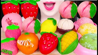 ASMR FRUIT CAKE PARTY *STRAWBERRY, PEACH, MANGOSTEEN, ICE CREAM 과일 화과자, 딸기, 복숭아, 귤 먹방 JANE ASMR 제인