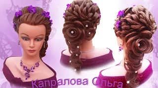 Свадебная прическа с розой из волос.gaya rambut rose Wedding hairstyle Rose hairstyle Kapralova Olga